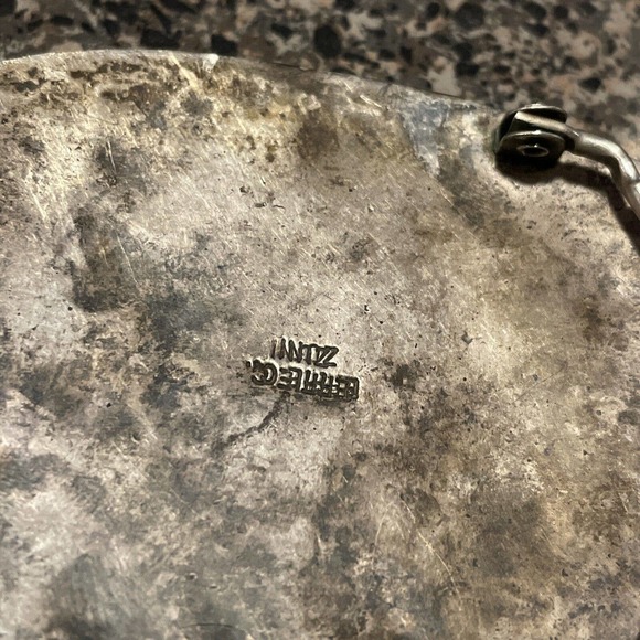 Rare Vintage Effie C Calavaza Turquoise and Coral Sterling Belt Buckle - Picture 10 of 14